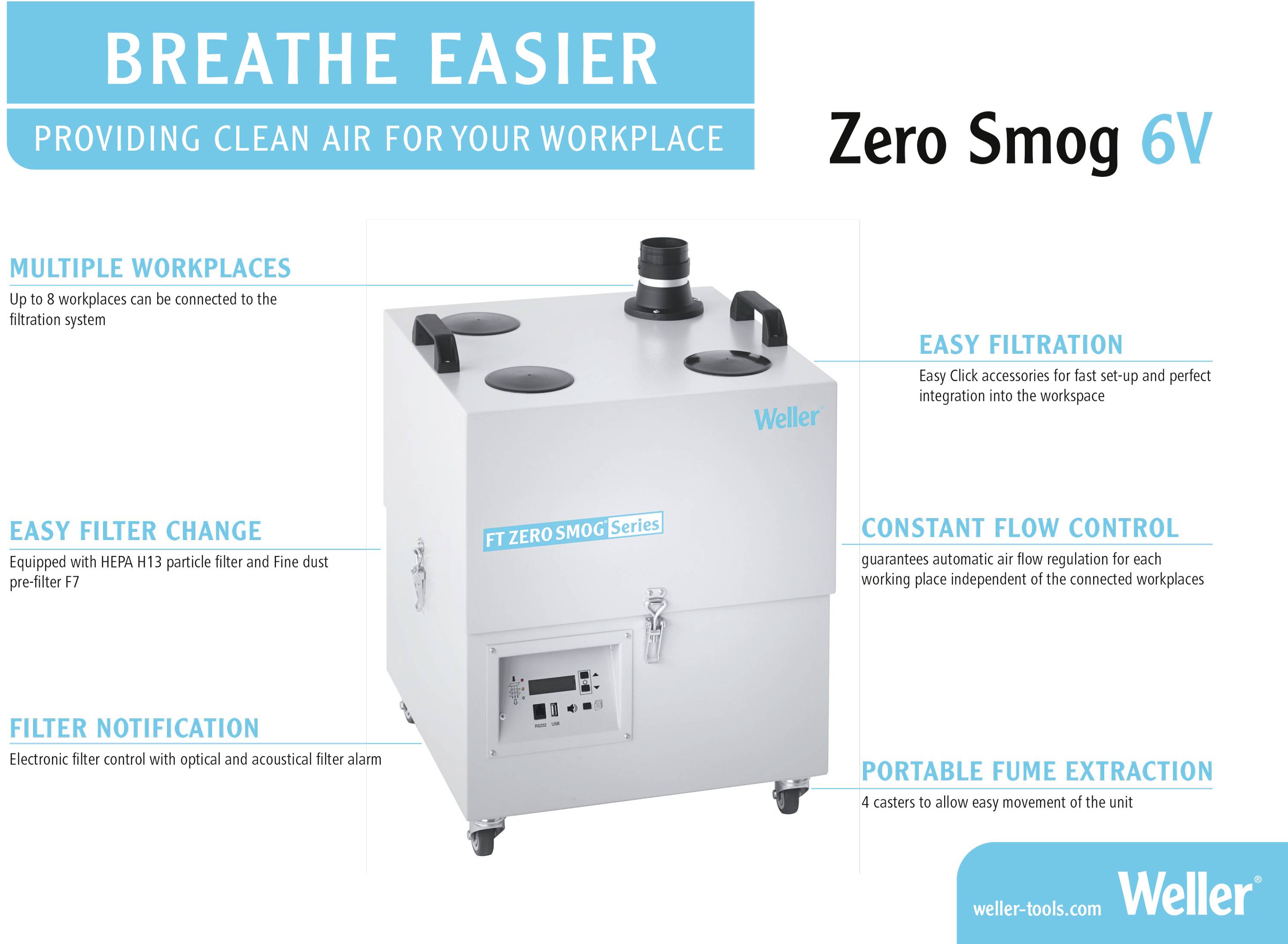 Weller Zero Smog 6V Aspiratore fumi di saldatura 230 V 460 VA-2