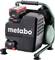 Un compressore portatile Metabo con telaio verde e involucro nero, adatto all'uso in cantieri o in officine.