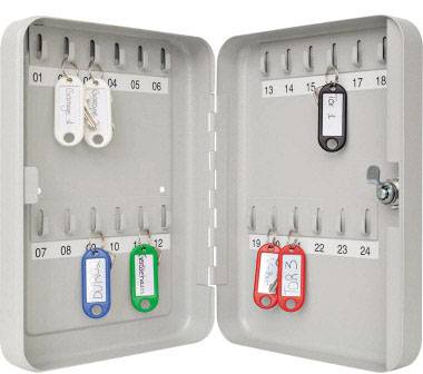 WEDO Cassetta porta chiavi x 25 x 6 cm (B x H x T) inkl. 2 10252437X Numero di ganci 24 Grigio-2