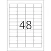 Foglio di etichette con 48 etichette rettangolari distribuite uniformemente sulla pagina.