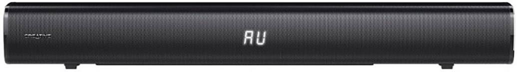 Un altoparlante nero con display digitale al centro che mostra 'AU'.