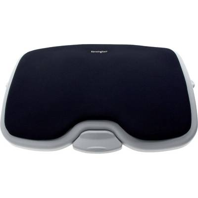 Poggiapiedi con superficie morbida nera e cornice grigia, rialzato per un comfort ergonomico, di Kensington.