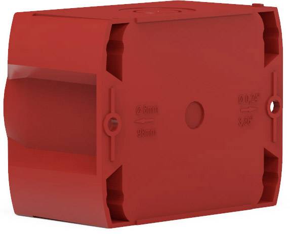 Scatola da incasso rossa in plastica, di forma rettangolare con bordi arrotondati, utilizzata per l'installazione sicura di connessioni elettriche.
