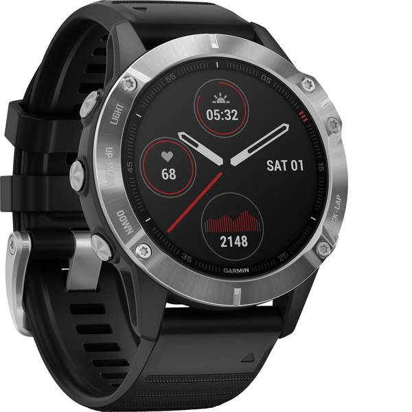Dispositivi indossabili - Garmin fenix 6 Silver w/Black Band (no MAP/Music/Pay) Smartwatch Nero - Dispositivi indossabili - Garmin fenix 6 Silver w/Black Band (no MAP/Music/Pay) Smartwatch Nero -