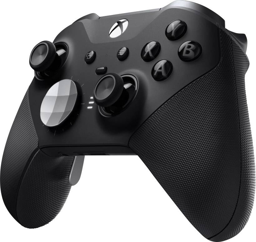 Un controller nero per console con diversi tasti e joystick, dal design ergonomico per un gaming confortevole.