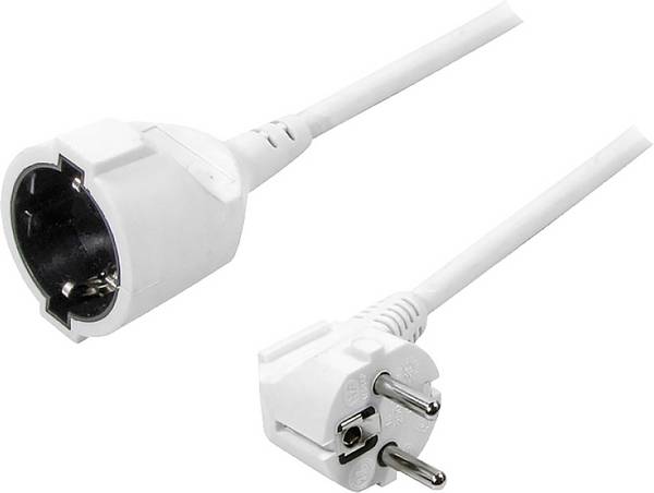 LogiLink LPS101 Alimentazione Prolunga Bianco 3.00 m H05VV-F 3G 1,5 mm² angolato 90° verso l'alto