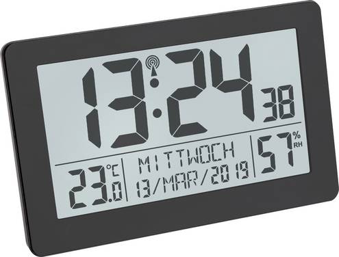 TFA Dostmann 60.2557.01 Radiocontrollato Orologio radiocontrollato 20.6 cm x 3 cm x 13 cm Nero Display grande