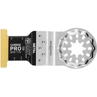 Un'lama oscillante per utensile multifunzione con la stampa 'Carbide Pro BIM-TiN 236', adatta per la lavorazione dei metalli, marca Starlock.