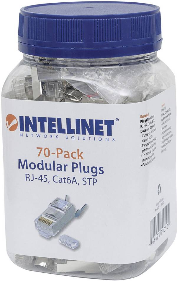 Intellinet Kabel Connettore modulare RJ45 Cat6A 50 Pack Pro Line 790505 Contatto a crimpare Numero di poli 8P8C Argento 50 pz.