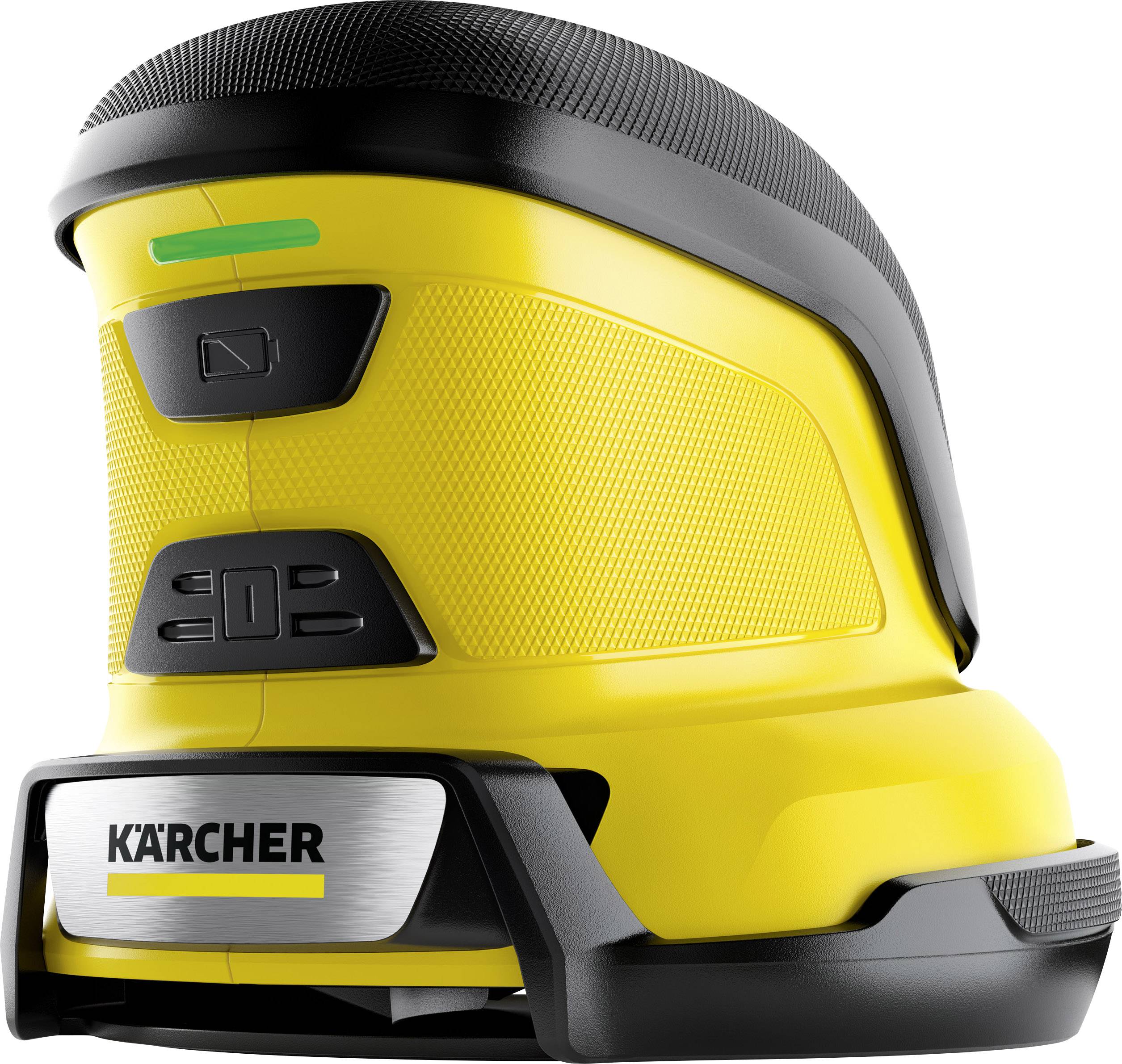 Pulitore elettrico per finestre in giallo e nero con logo KÄRCHER, impugnatura ergonomica e funzioni anti-aloni.