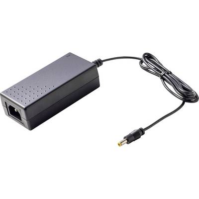 Alimentatore nero con un cavo e un connettore rotondo. Adatto all'alimentazione di dispositivi elettronici.