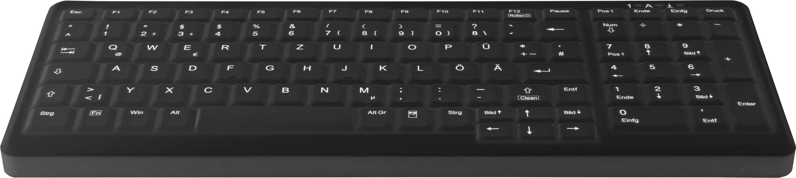 Contour Active Key AK-C7000F-U1-B/GE USB Tastiera igenica Tedesco, QWERTZ Nero Adatto per disinfezione conforme DGHM/VAH-2