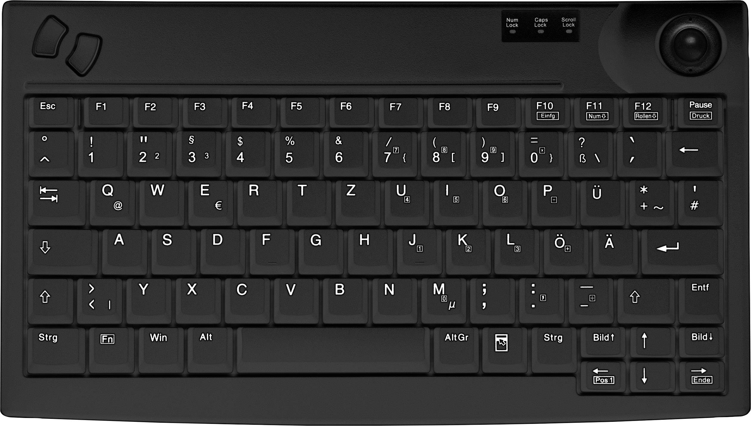 Contour AK-440 USB Tastiera Inglese, QWERTY Multicolore Track ball integrato-0