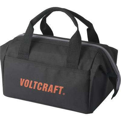 Una borsa nera con la scritta 'Voltcraft' in lettere rosse.