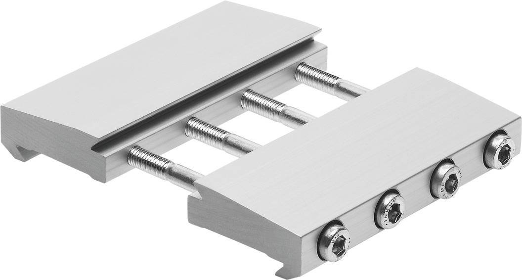 Set di montaggio metallico, composto da due piastre disposte parallelamente, collegate mediante viti, per il fissaggio di elementi strutturali.