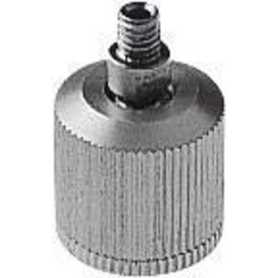 Adattatore metallico con design cilindrico scanalato e attacco filettato superiore, idoneo per l'utilizzo in applicazioni tecniche.
