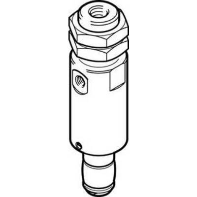 Il disegno mostra una valvola tecnica con filettatura e fori di connessione.