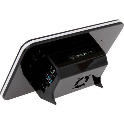 Un display touchscreen intelligente con più porte USB e fessure di ventilazione sul retro.
