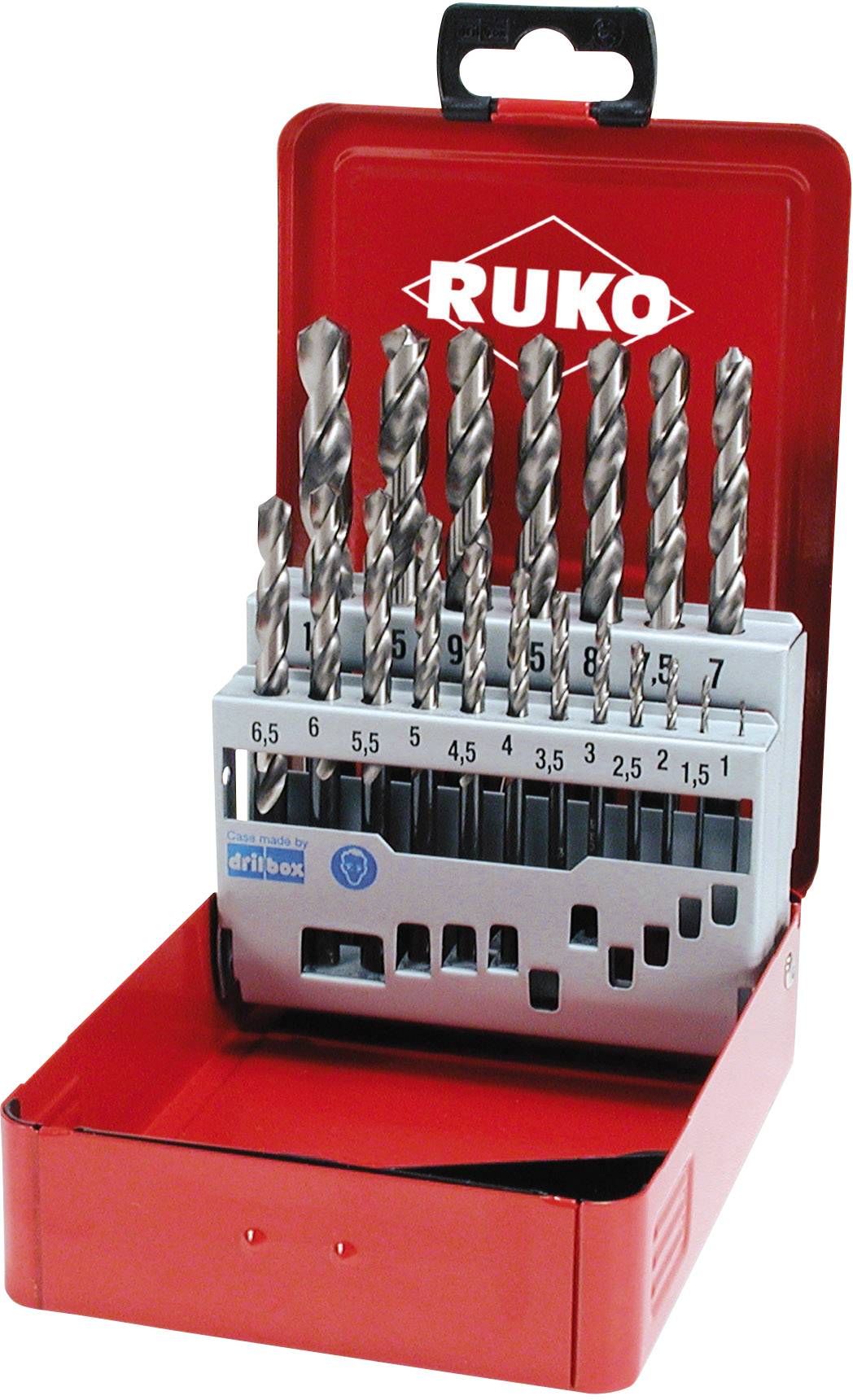 RUKO 214214 HSS-G Kit punte a spirale da metallo 19 parti DIN 338 Alberino cilindrico 1 KIT