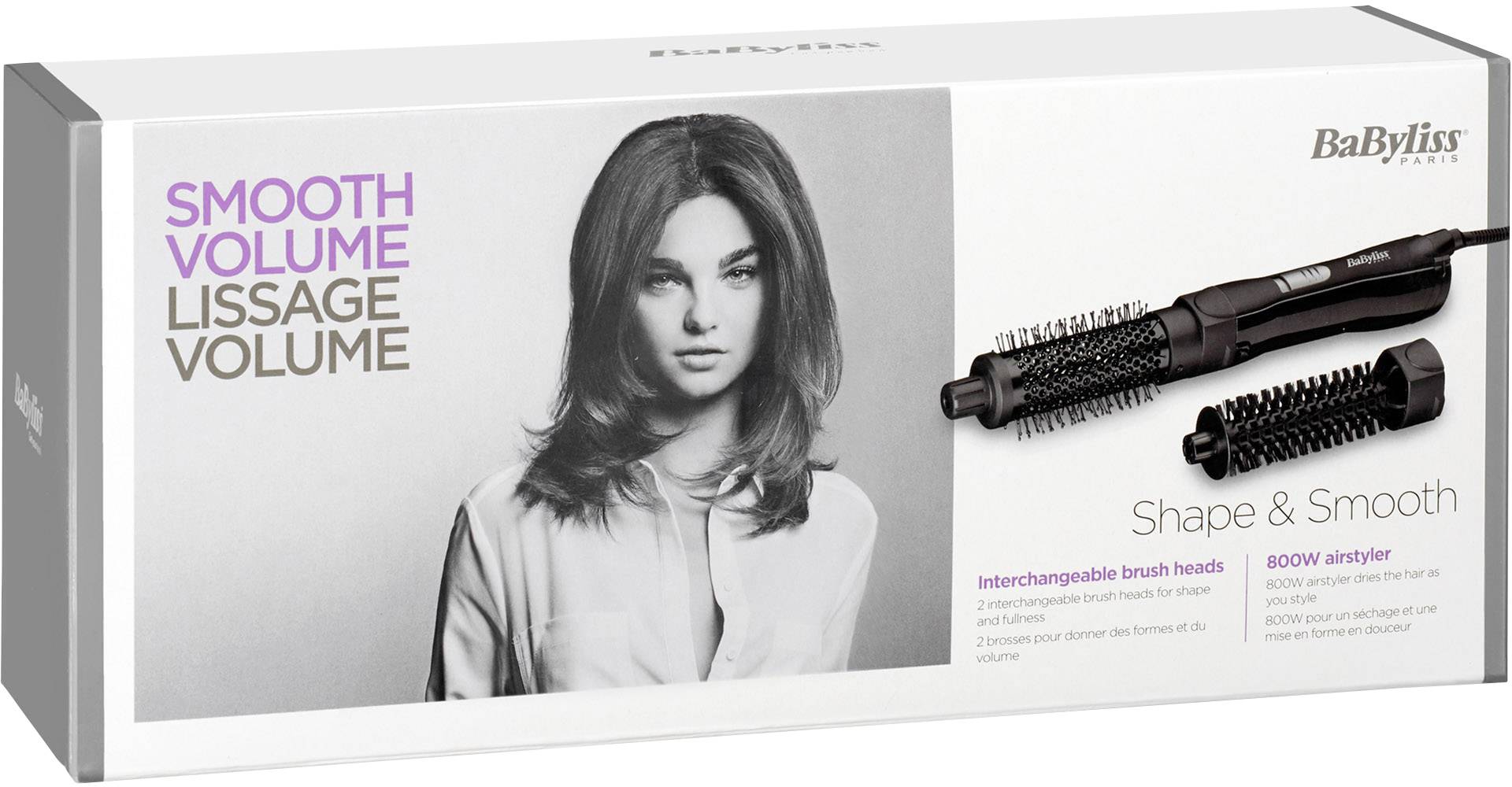 Babyliss Shape & Smooth Spazzola ad aria calda Nero-4