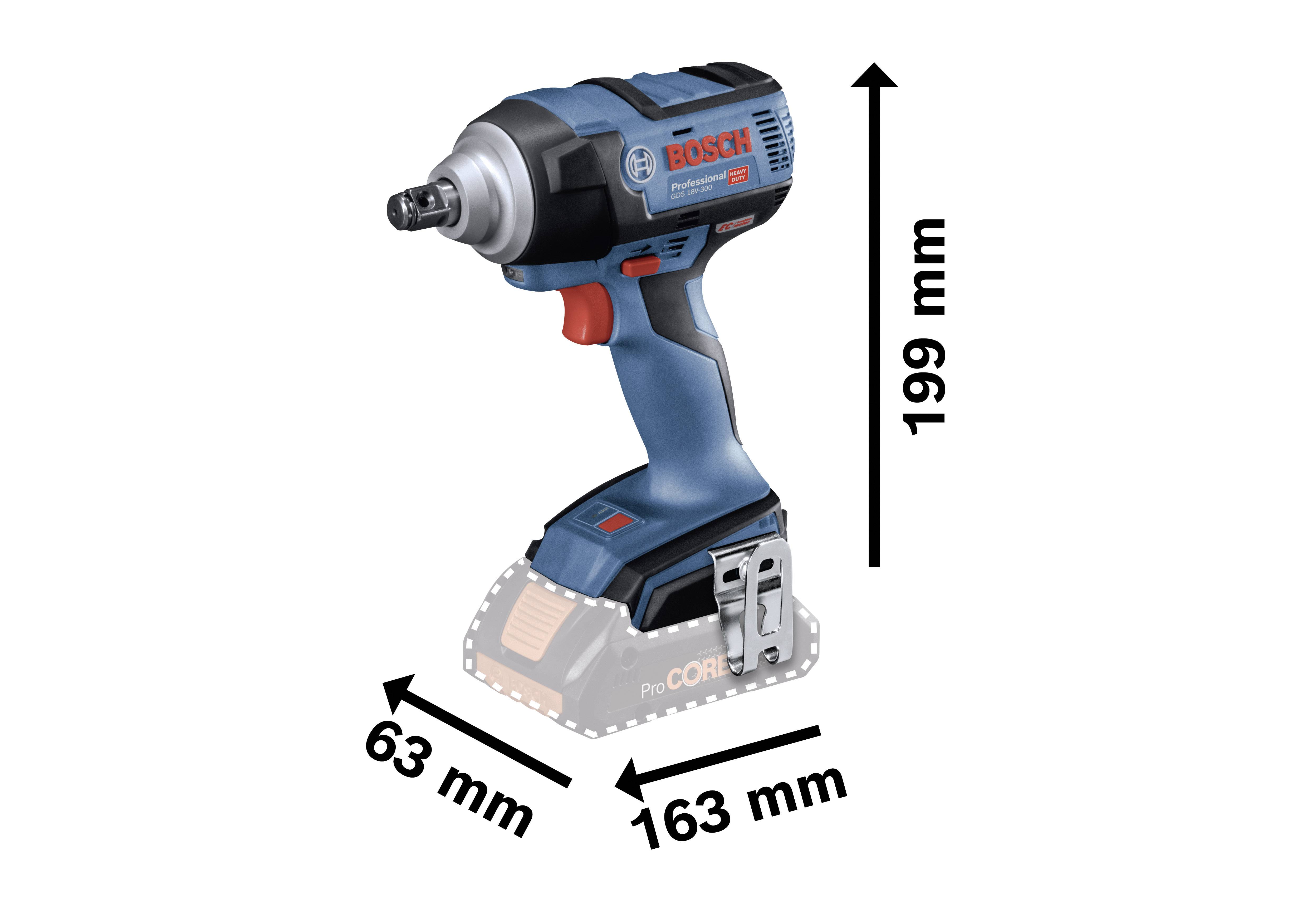 Bosch Professional GDS 18V-300 Solo 06019D8201 Avvitatore ad impulsi a batteria 300 Nm 18 V Quantità di batterie ricaric-5