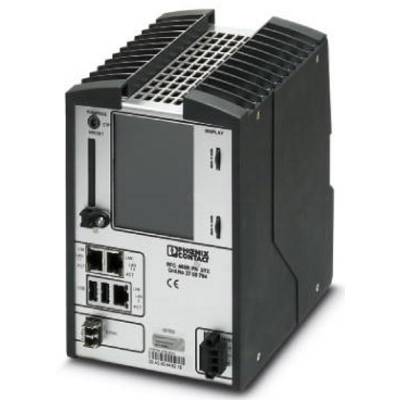 Un controllore industriale con porte Ethernet e un display, utilizzato per il controllo di macchine in ambienti industriali.