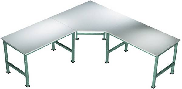 Manuflex AU0032.0001  Elemento di collegamento a cinque angoli UNIVERSAL con piano in linoleum, per profondità tavolo = 600 mm  Grigio, Verde