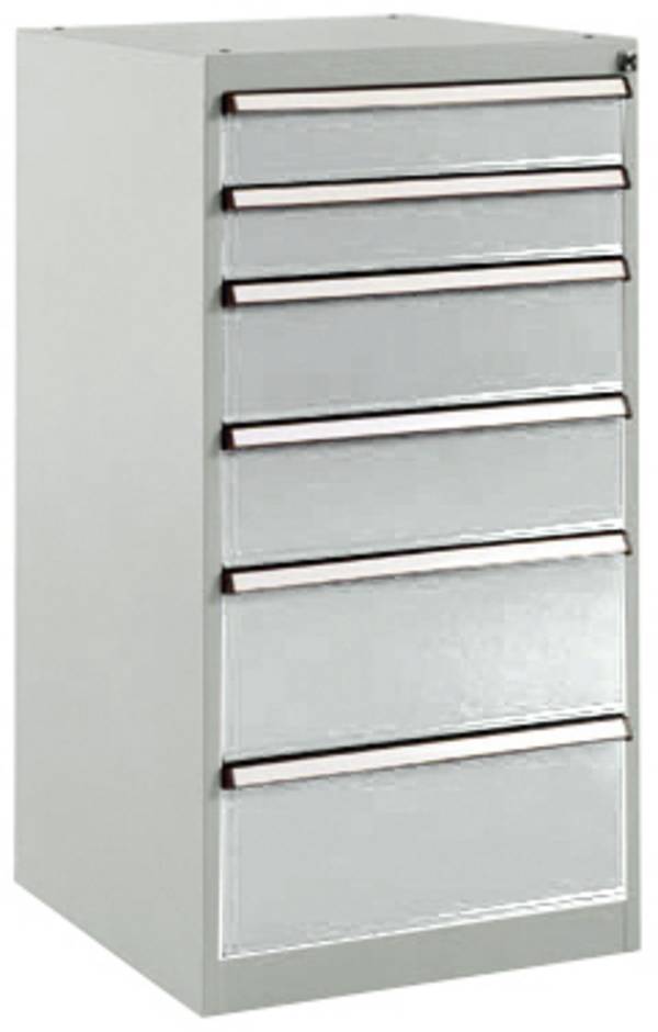 Manuflex SP1042.7035  Armadio a cassetti BASETEC fisso, altezza utile 900 mm con 6 cassetti, in grigio chiaro RAL 7035