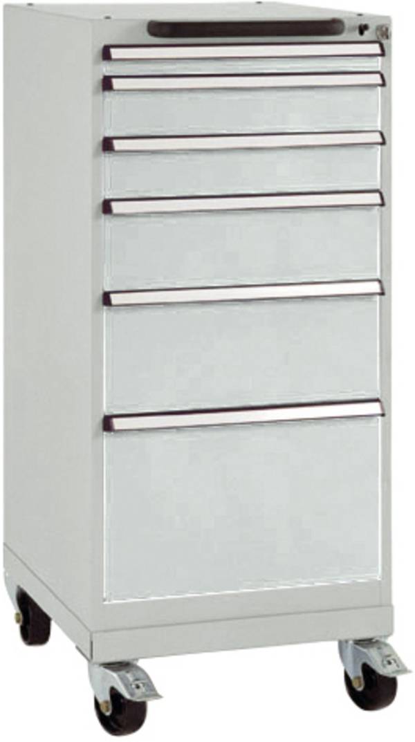 Manuflex SP1035.7035  Armadio a cassetti BASETEC mobile, altezza utile 900 mm con 6 cassetti, in grigio chiaro RAL 7035