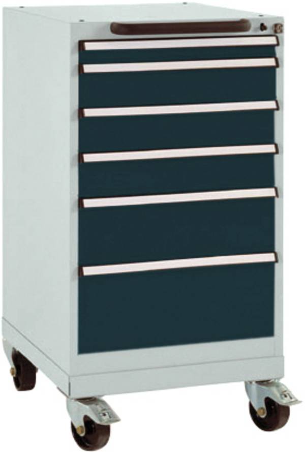 Manuflex SP1108.7016  Armadio per cassetti BASETEC mobile, altezza utile 700 mm con 6 cassetti, in antracite RAL 7016