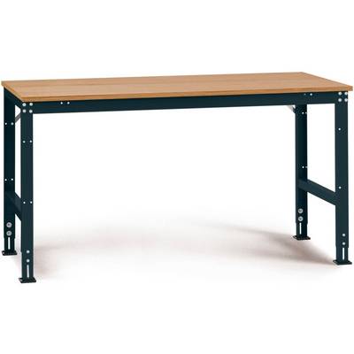 Un tavolo da lavoro stabile con struttura in metallo e piano in legno. Ideale per officine o applicazioni industriali.