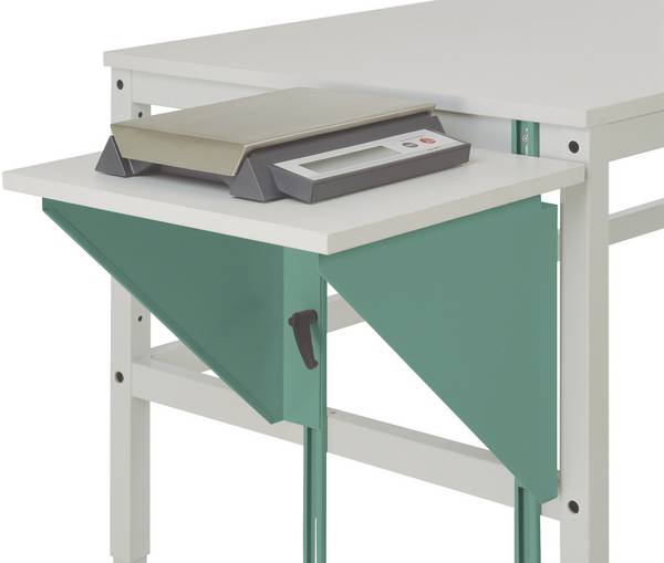 Manuflex AU0003.0001  Attacco da tavolo regolabile in altezza per tavoli da lavoro e banchi da lavoro, L x P 500 x 600 mm  Grigio, Verde