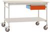 Manuflex TP5341.2001 Tavolo di appoggio completo BASE mobile con piastra in melamina + cassetto singolo, LxTxA: 1250 x 800 x 850 mm Arancione rosso (RAL 2001)