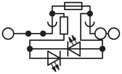 Schema elettrico con resistenze, diodi e connessioni, che mostra un circuito elettronico per l'elaborazione dei segnali o il controllo della corrente.