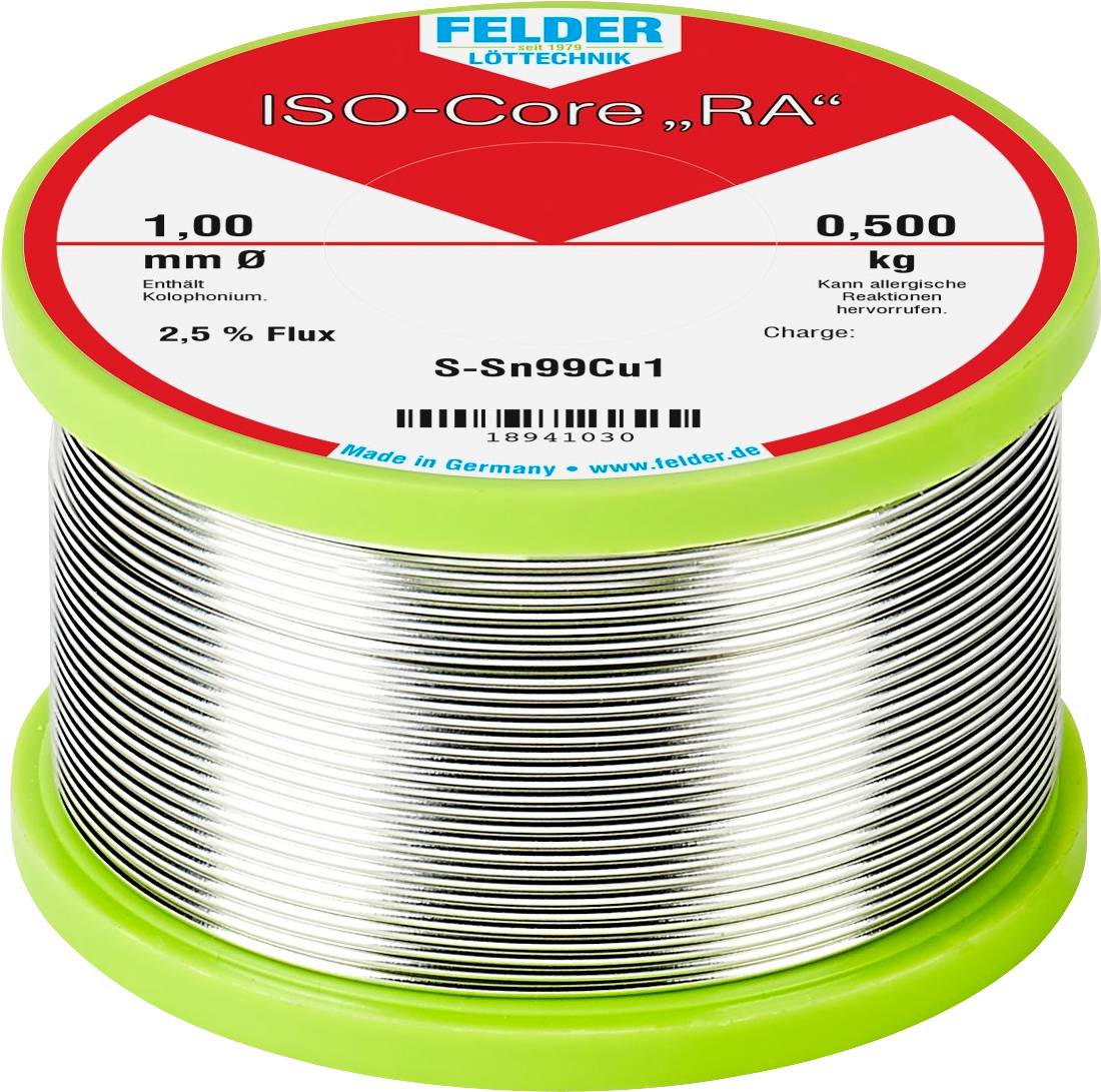 Felder ISO-Core "RA" Sn99Cu1 Stagno senza piombo Bobina Sn99,3Cu0,7 0.500 kg 1 mm