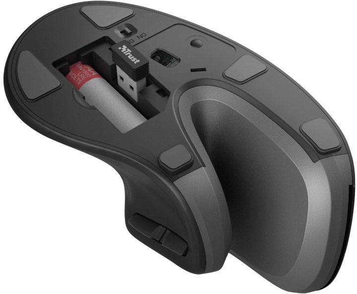 Trust VERRO Mouse ergonomico Senza fili (radio) Ottico Nero 5 Tasti 1600 dpi, 1200 dpi, 600 dpi Ergonomico-21