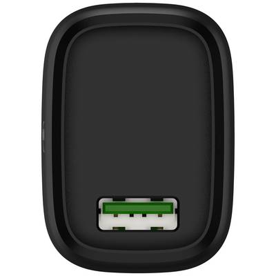 Caricabatterie USB nero con una porta USB sul lato anteriore.