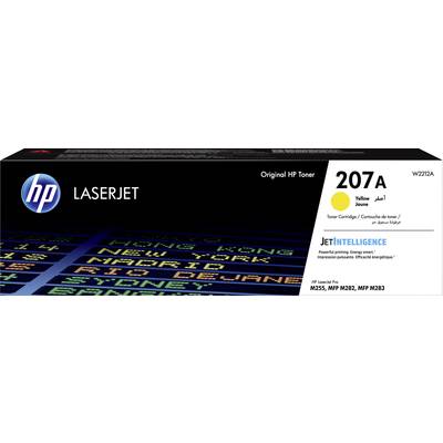 Toner giallo originale HP LaserJet 207A, come raffigurato sulla confezione. Contiene tecnologia JetIntelligence. Modelli: M255, MFP M282, MFP M283.