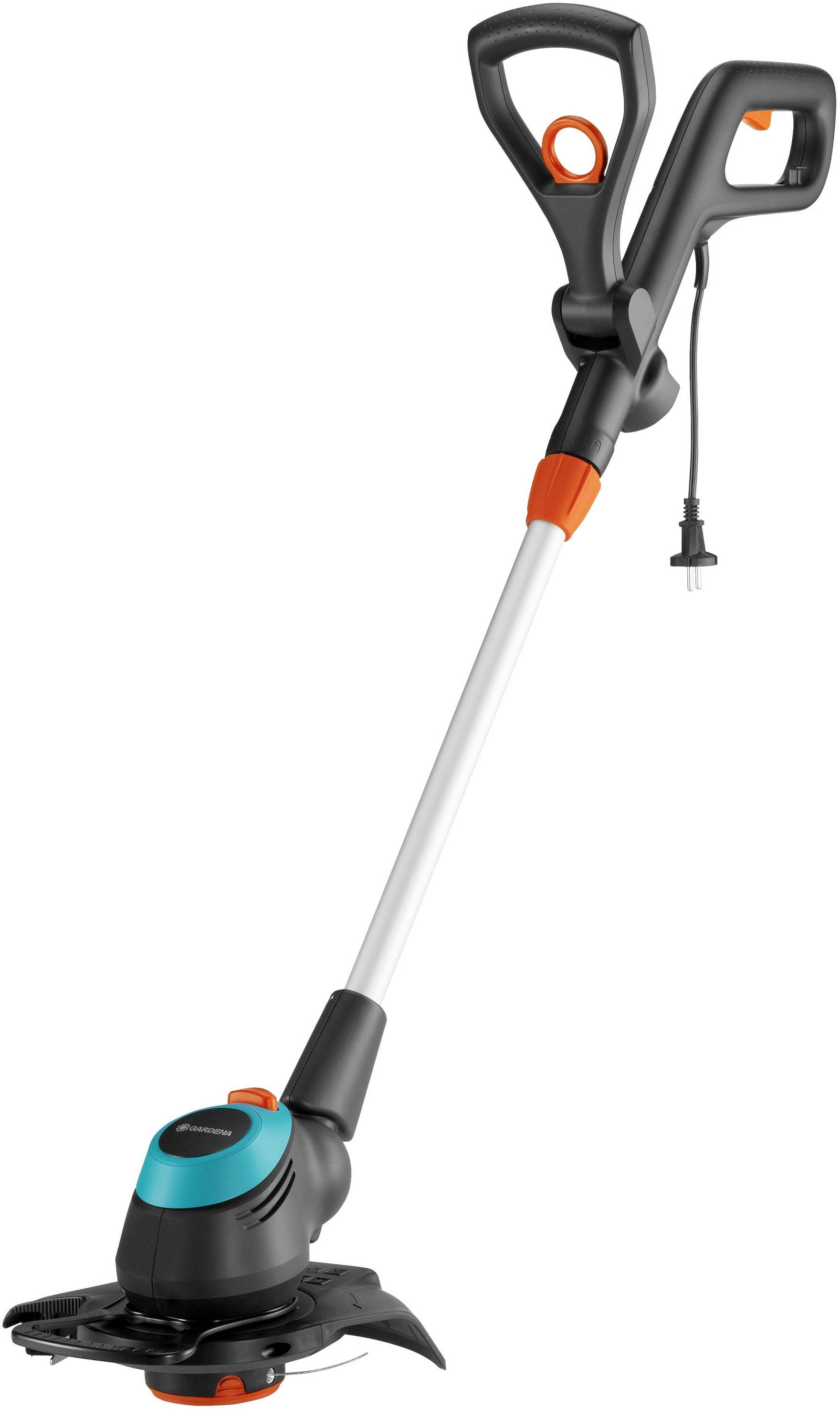 Tagliabordi elettrico con impugnatura ergonomica e testa di taglio regolabile, ideale per una cura precisa dei bordi del prato.