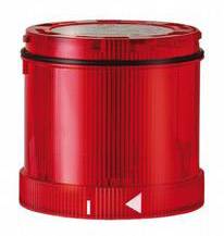 Lampeggiante LED cilindrico rosso per segnalazione, con freccia direzionale. Ideale per applicazioni industriali e sicurezza.
