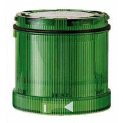 Oggetto cilindrico verde con design a costine, probabilmente parte di una macchina o di un sistema di segnalazione.