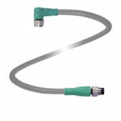 Cavo grigio con connettori verdi alle estremità, adatto per connessioni elettroniche.