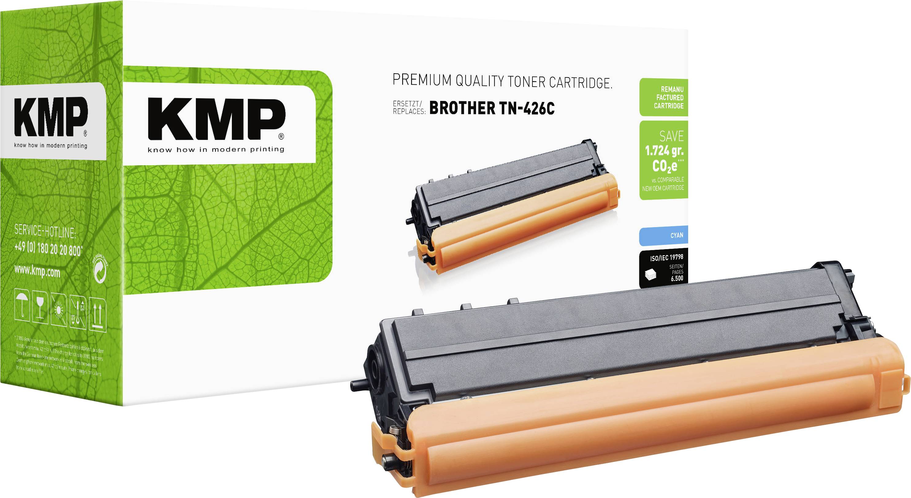 KMP Toner sostituisce Brother TN-426, TN-426C, TN426C Compatibile Ciano 6500 pagine B-T118 1266,0003