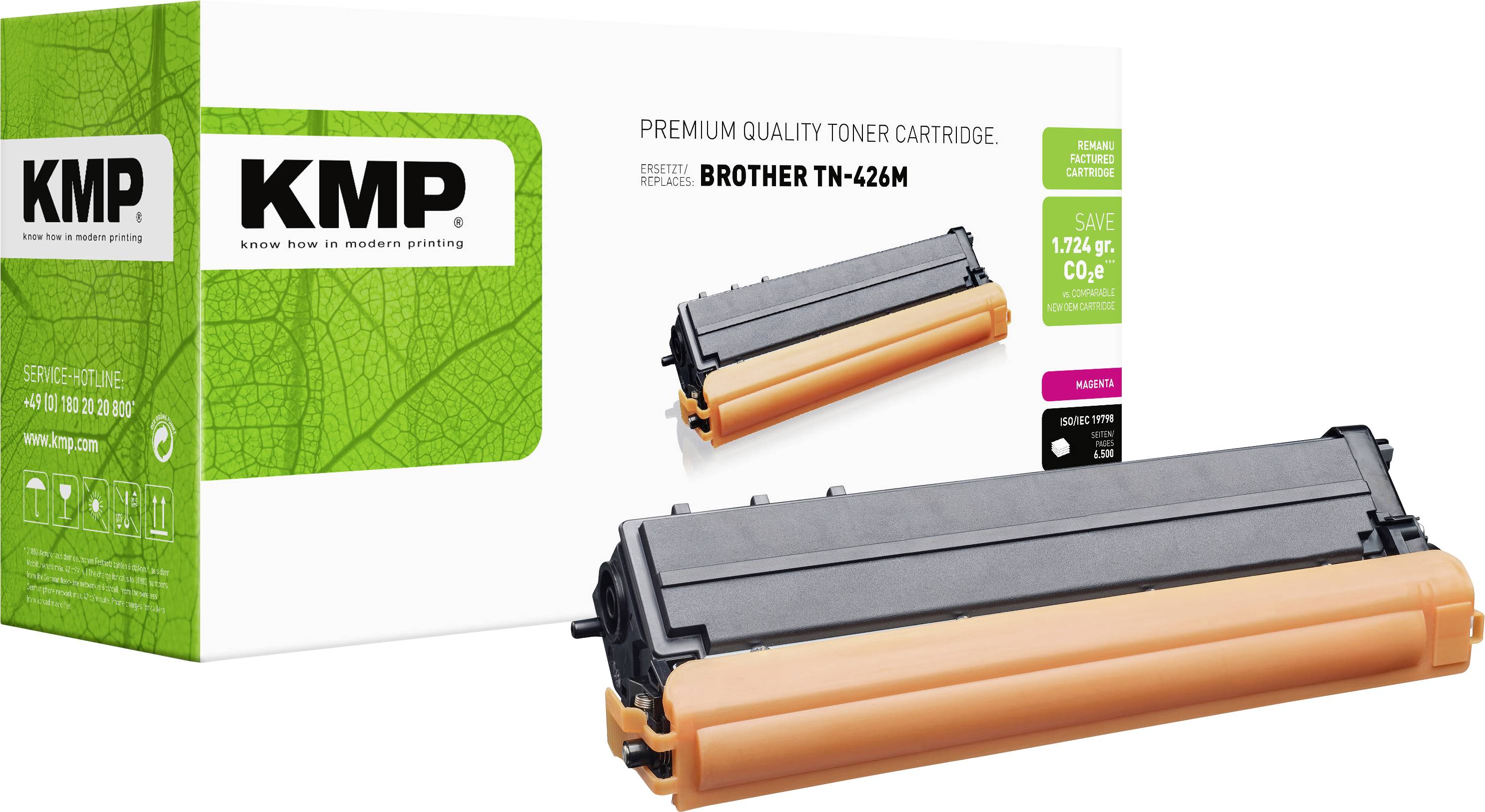 KMP Toner sostituisce Brother TN-426, TN-426M, TN426M Compatibile Magenta 6500 pagine B-T119 1266,0006