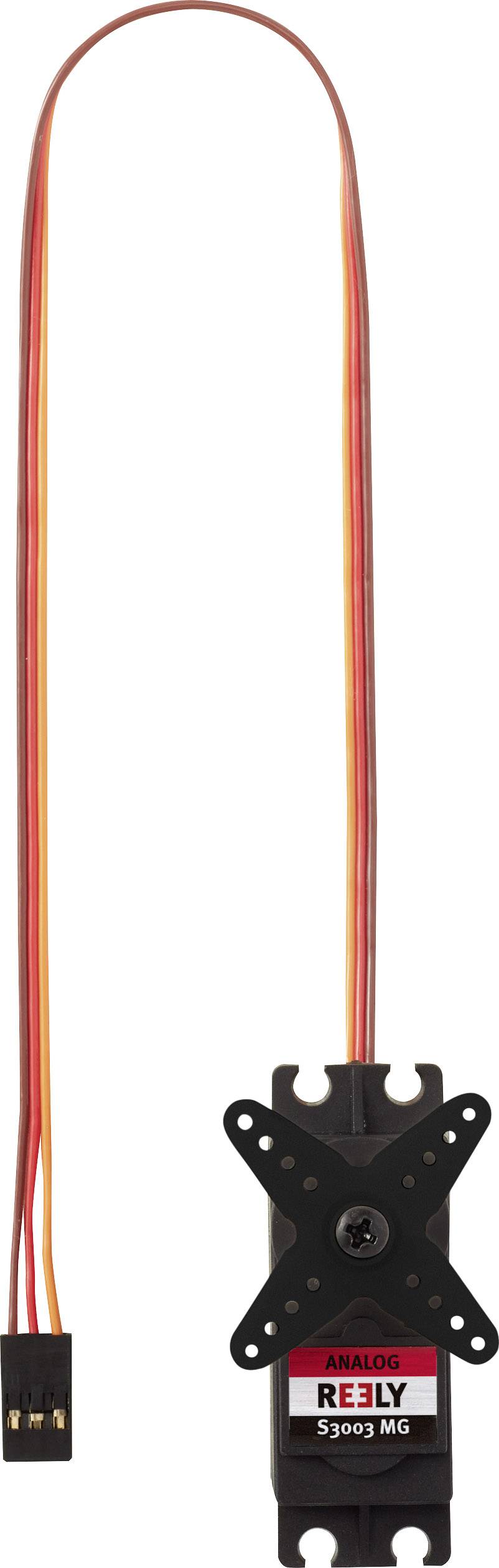 L'immagine mostra un servo analogico REELY 33003 MG con cavi lunghi e connettore.