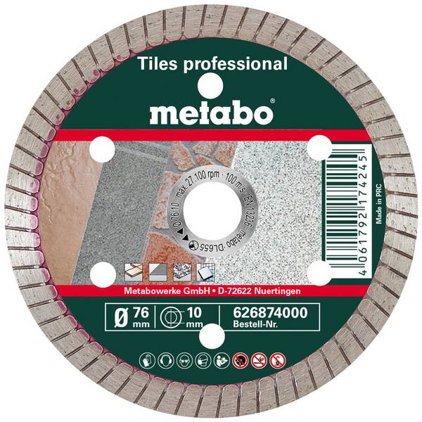 Metabo TP Professional 626874000 Disco diamantato 76 mm 1 pz. Piastrelle, Pietra naturale, Ceramica