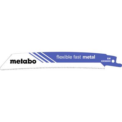 Etichetta confezione lama seghetto flessibile veloce per metalli Metabo con marchio blu e bianco e codice prodotto 626568000.