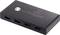 Un selettore switch USB 3.0 nero di Renkforce con quattro porte USB e un pulsante in alto. Adatto per collegare due PC.