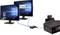 Due schermi mostrano lo stesso desktop del computer con Windows. Una stampante è connessa tramite un dispositivo intermedio.