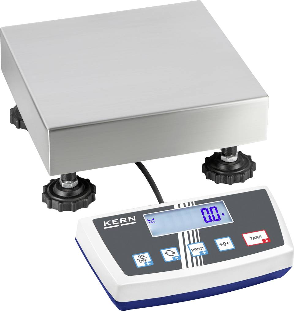 Bilancia elettronica con display digitale, mostra '0.0'. Adatta per pesate precise, con piedini regolabili per un posizionamento stabile.